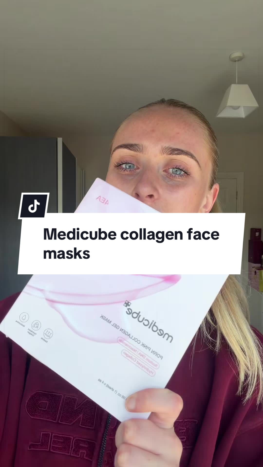 TikTok post by @noterinwakleyxo for Unineed. Caption reads: [...] #medicube #collagen #collagenmask @Unineed....