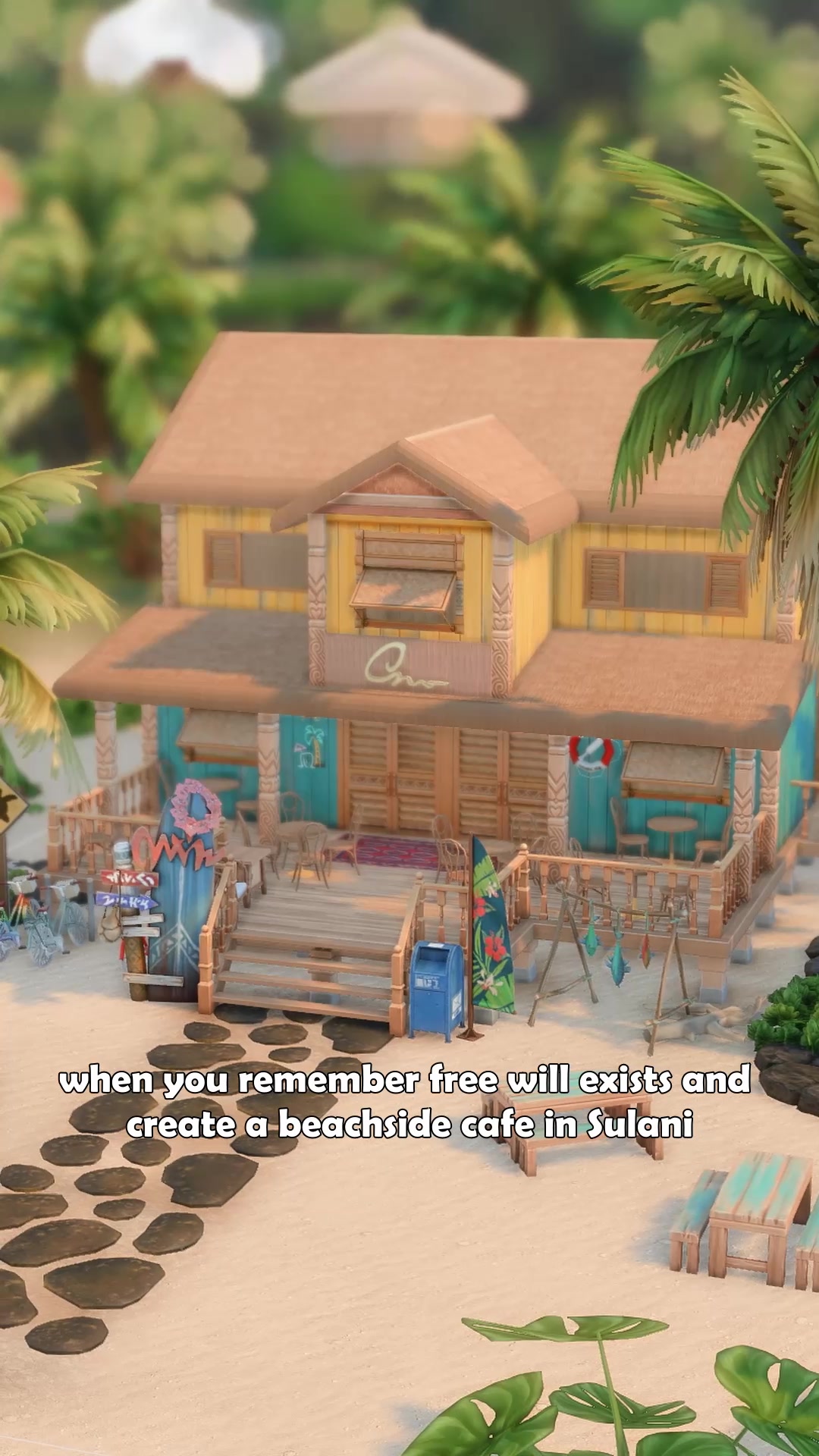 TikTok post by @laneyplayss for The Sims. Caption reads: Summers in Sulani >>>  #EAPartner #thesims @The....