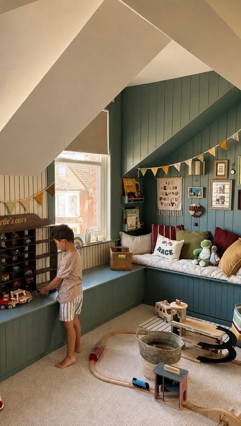 Instagram post by @itsgoodtobehome____ for Enjoy The Wood. Caption reads: [...] personalised wooden toy garage from....