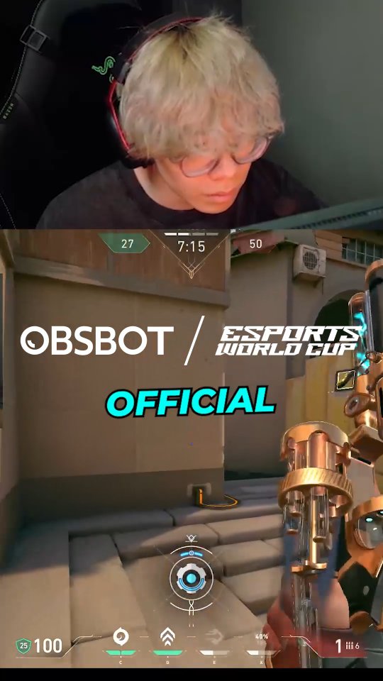 Instagram post by @kaemiii_ for OBSBOT. Caption reads: [...] Valorant Pros! Official Sponsor of EWC.....