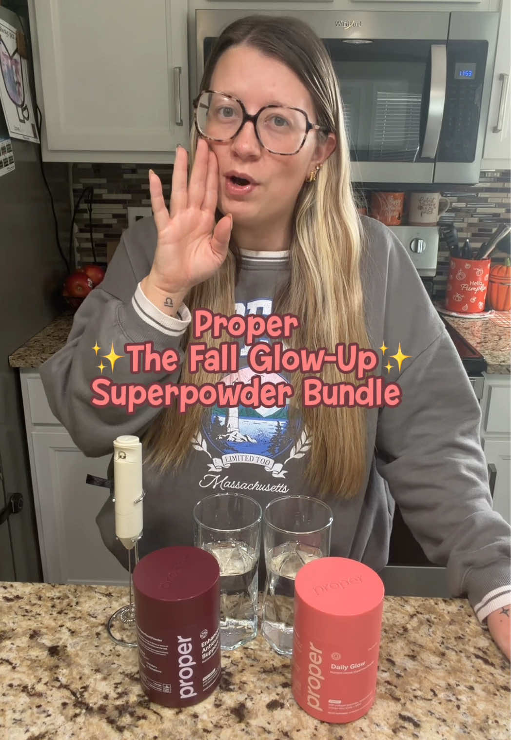 TikTok post by @michelle_putnam for Proper Health. Caption reads: [...] taste + Benefits = my fall glow up! @Proper....