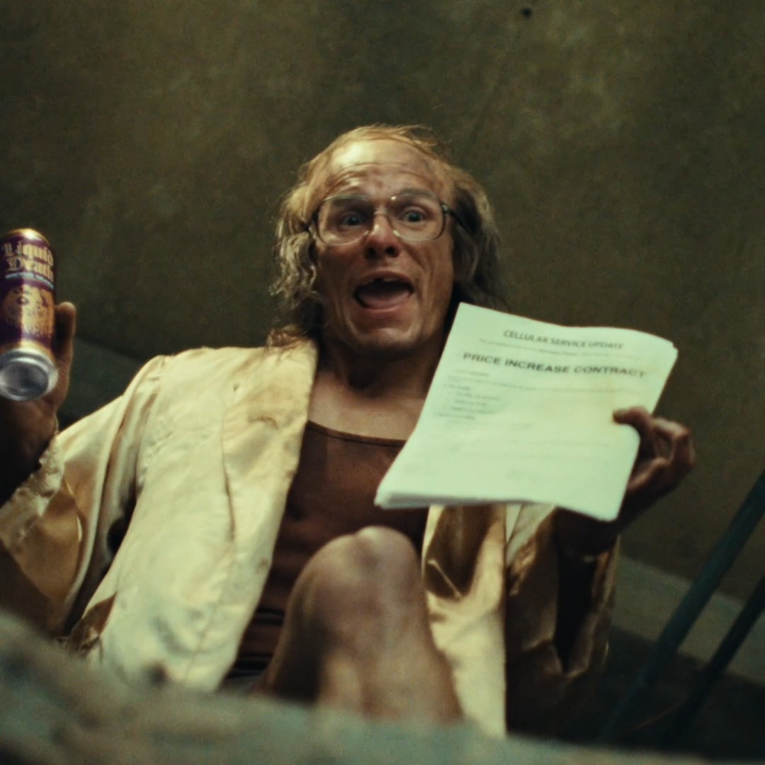 Instagram post by @tonycavalero for Liquid Death. Caption reads: Trapped by a psychotic Cellphone Bill? Plot your....