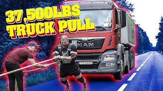 YouTube post by @mateuszkieliszkowski6654 for Kinda Fit Kinda Fat. Caption reads: MATEUSZ KIELISZKOWSKI 37,500LBS | 17TONS TRUCK....