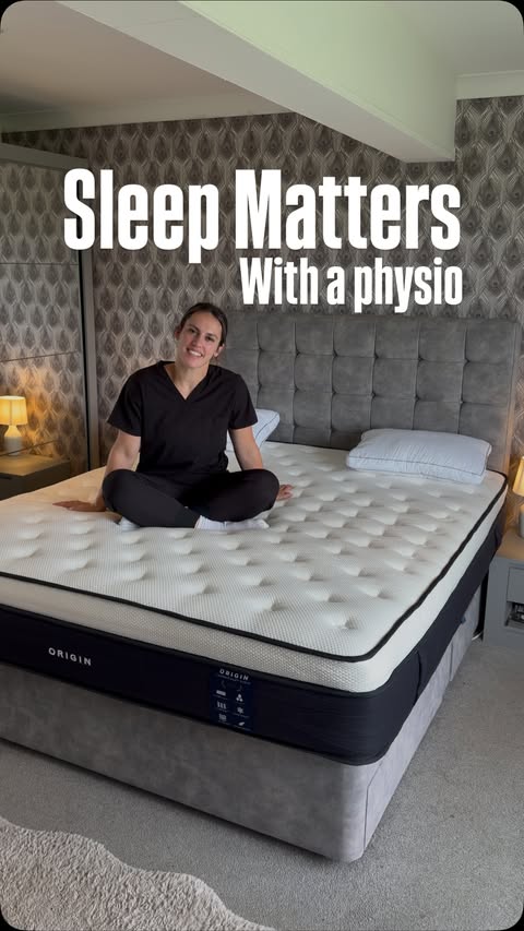 Instagram post by @sophie__physio for Origin Mattress. Caption reads: [...] sports I do, I really like how the....