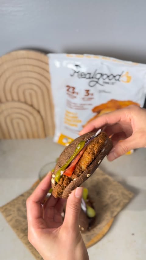 Instagram post by @theaydasdiary for Real Good Foods Co.. Caption reads: #ad Quick, easy, and so satisfying 😍 My go-to....