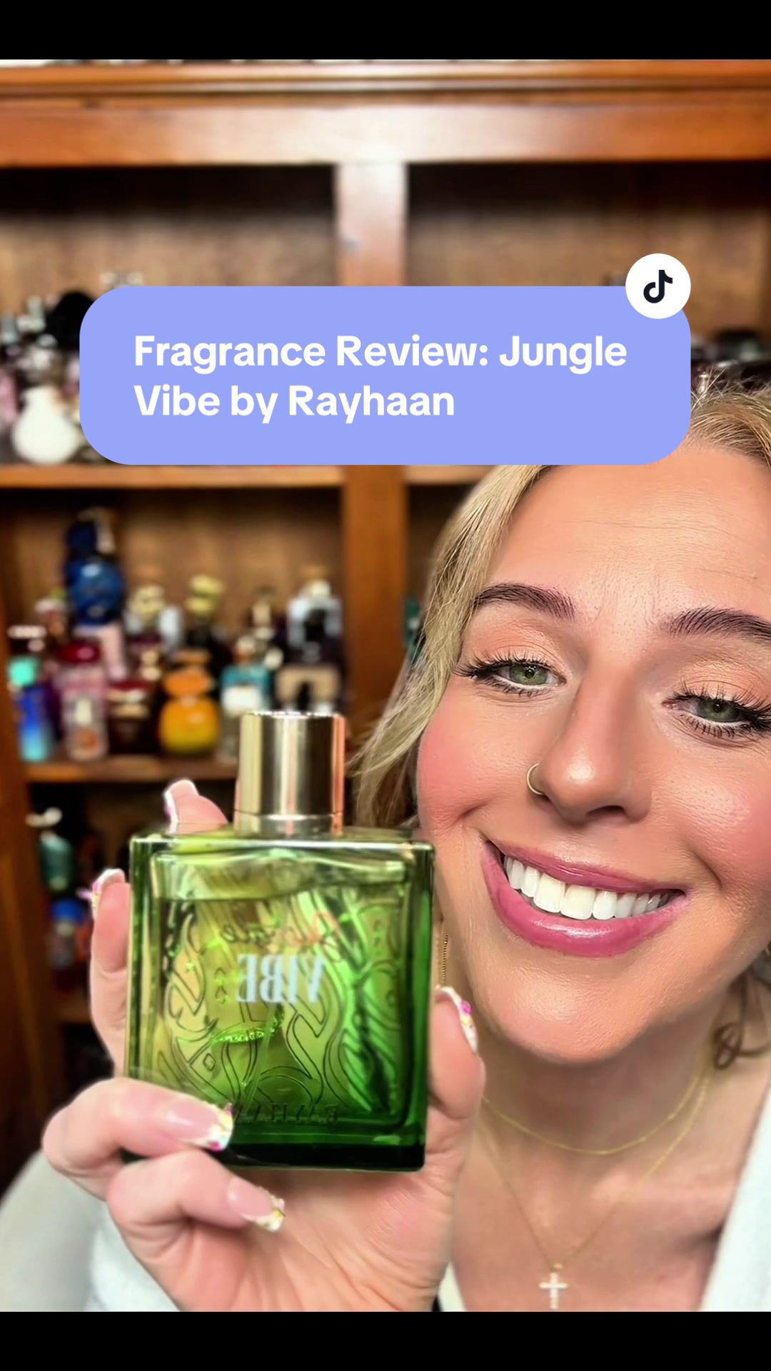 TikTok post by @tara.s.perfume for Beauty House. Caption reads: [...] Vibe by Rayhaan @Rayhaan Perfumes....