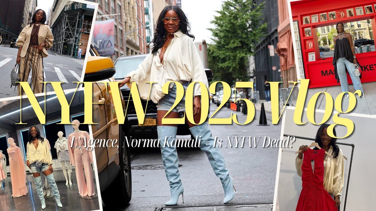 YouTube post by @BrowngirlbeautyNYC for Chillhouse. Caption reads: NYFW 2025 Vlog: L’Agence, Norma Kamali, Black in....