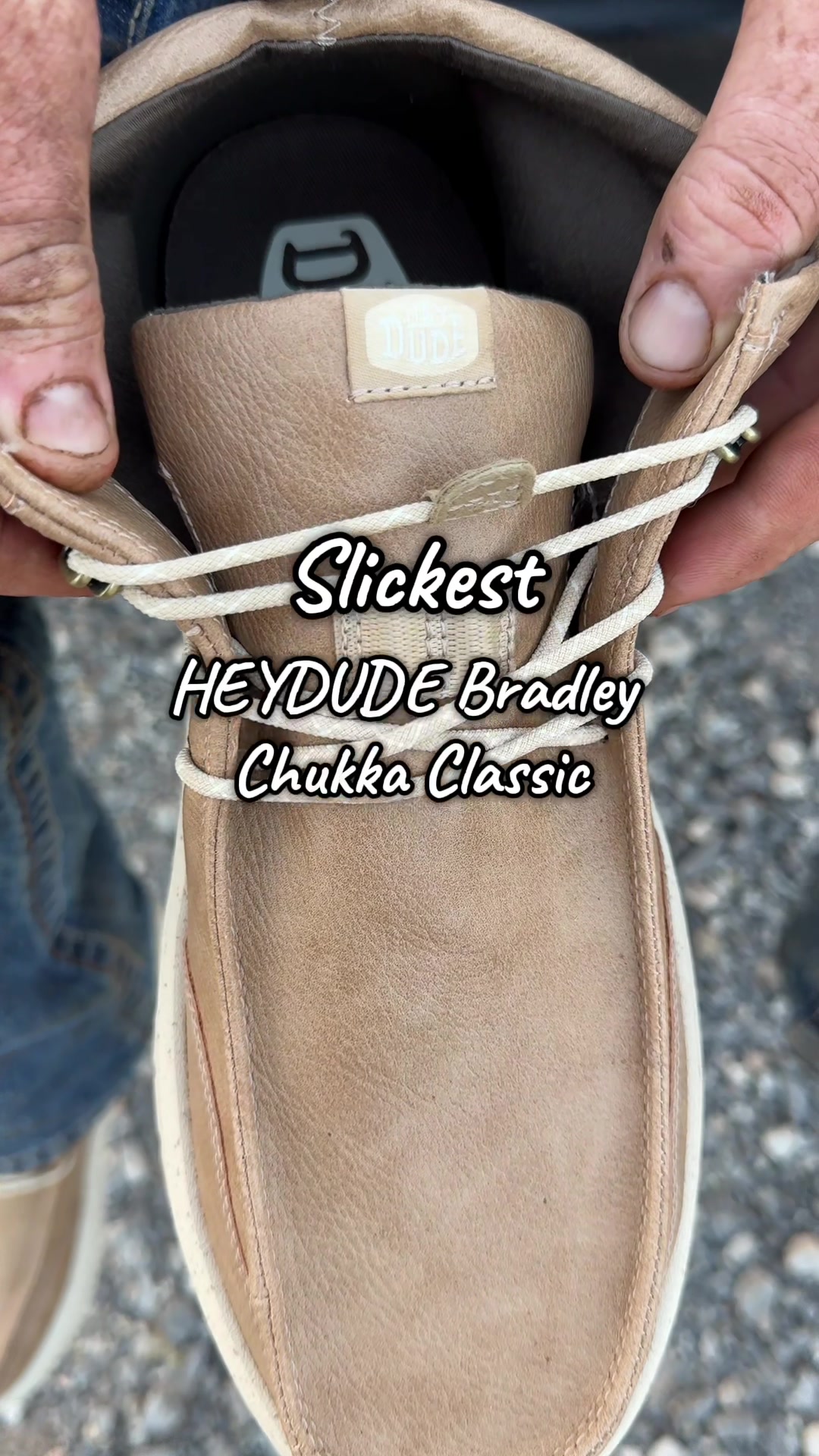 TikTok post by @whitneymendel for HEYDUDE. Caption reads: HEYDUDE Bradley Chukka Classic #heydudeshoes [...].