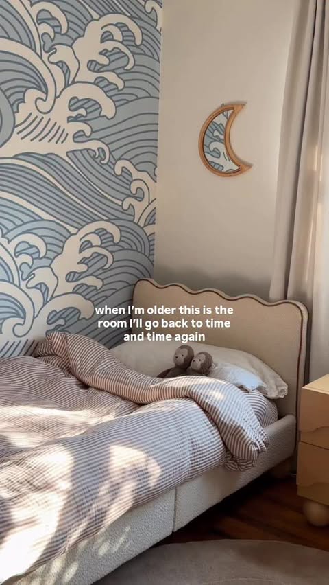 Instagram post by @lindseystackhouse_ for Babyletto. Caption reads: Hudson’s Toddler room 🥹 comment ‘ROOM’ and I’ll....