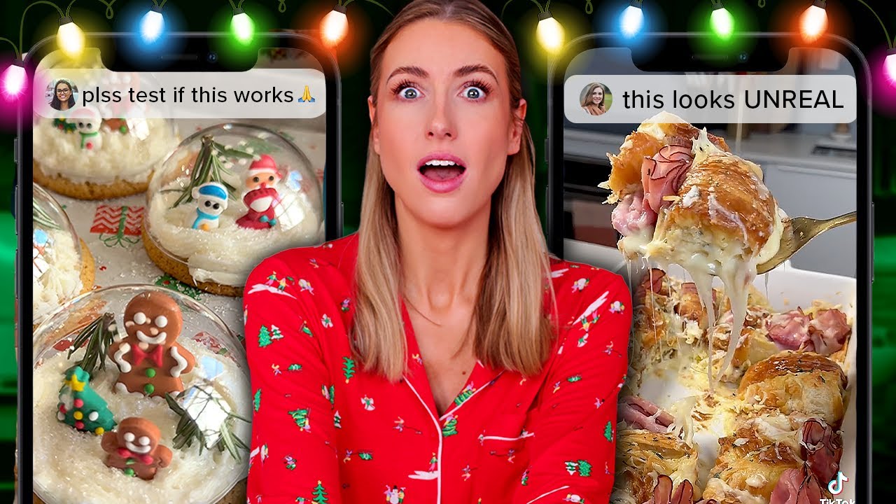 YouTube post by @RachhLovesLife for TeePublic. Caption reads: I Tried the EASIEST Viral Christmas Recipes on....