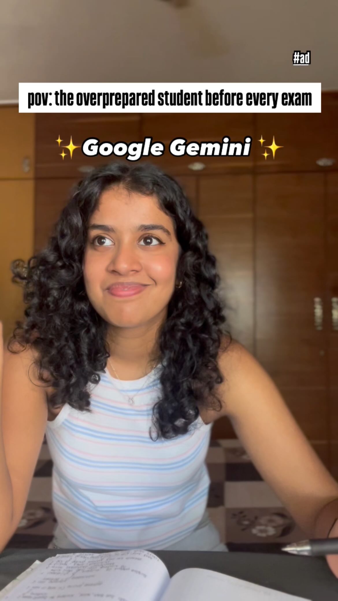 Instagram post by @nambyaar for Google India. Caption reads: Brb, also asking Google Gemini “How do I tell my....