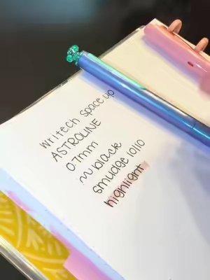 TikTok post by @autumnraineclark for Writech. Caption reads: @WRITECH METAL BARREL GEL PENS #journaling [...].