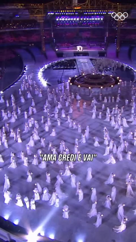 Instagram post by @andreabocelliofficial for Olympics. Caption reads: As Andrea Bocelli sang “Because We Believe (Ama....