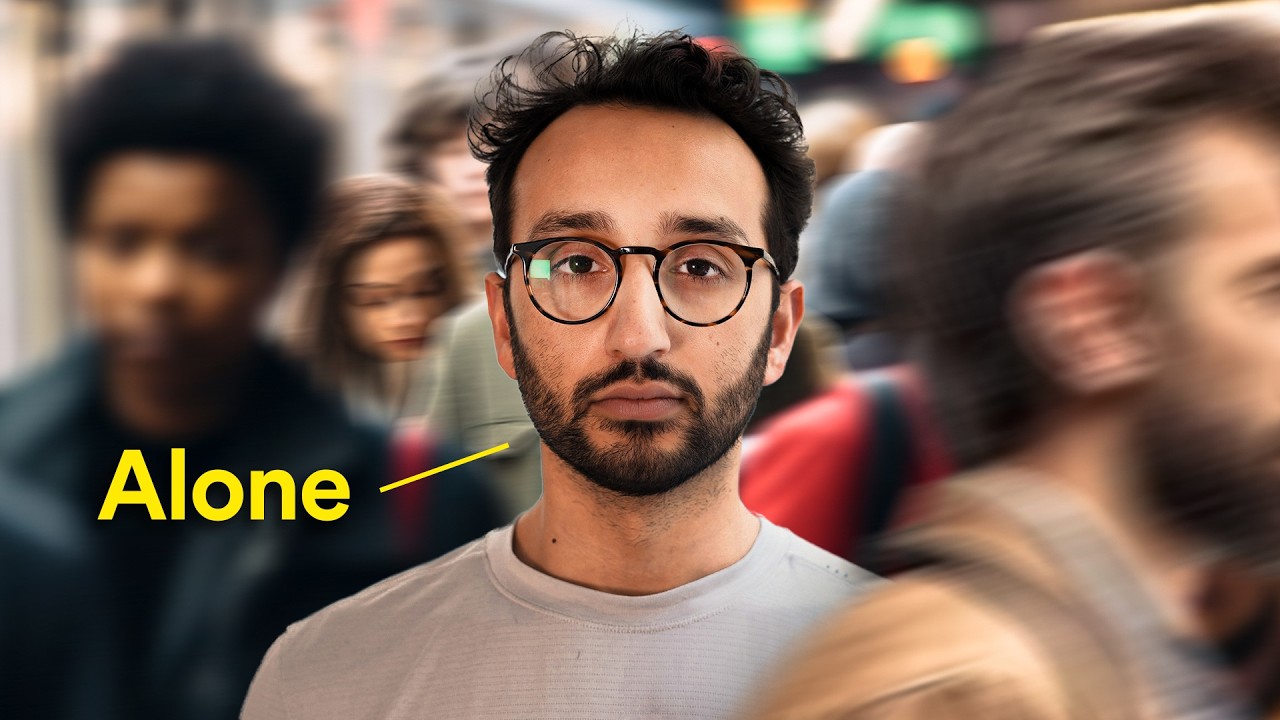 YouTube post by @aliabdaal for WeWork. Caption reads: How to stop feeling lonely (forever).