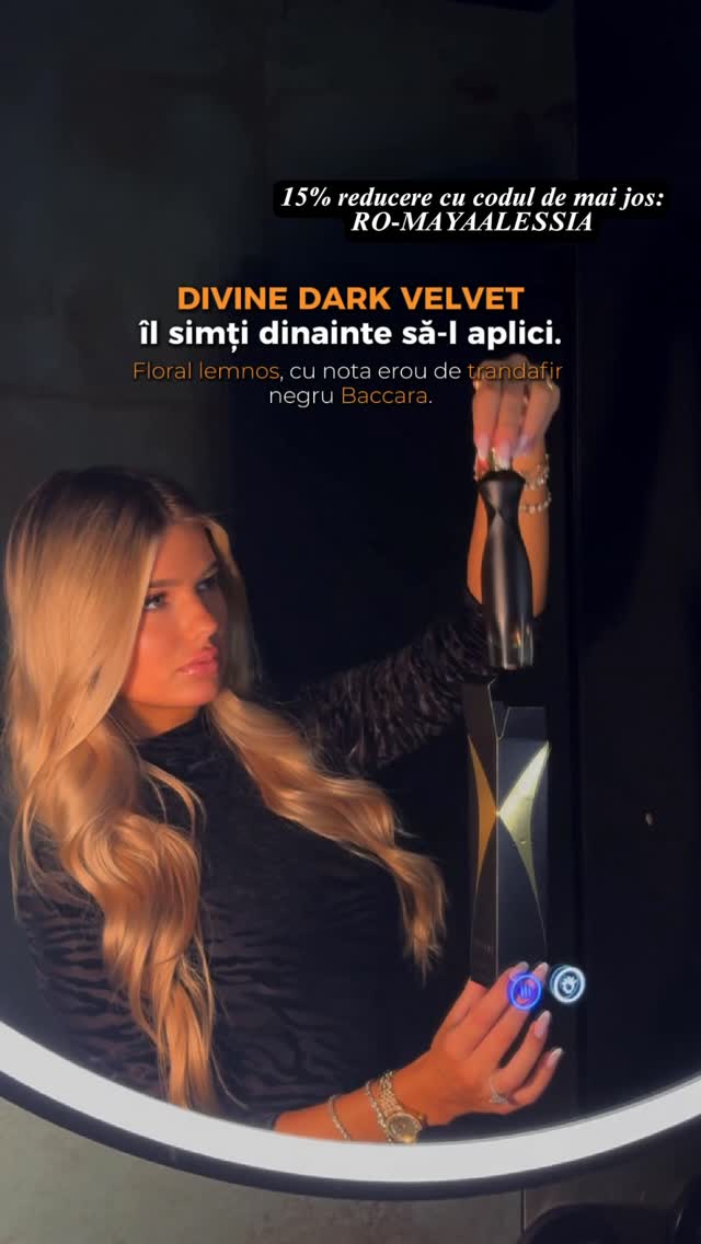 Instagram post by @mayaalessiaaaa for Oriflame. Caption reads: Getting ready for the night💋
Parfumul meu....