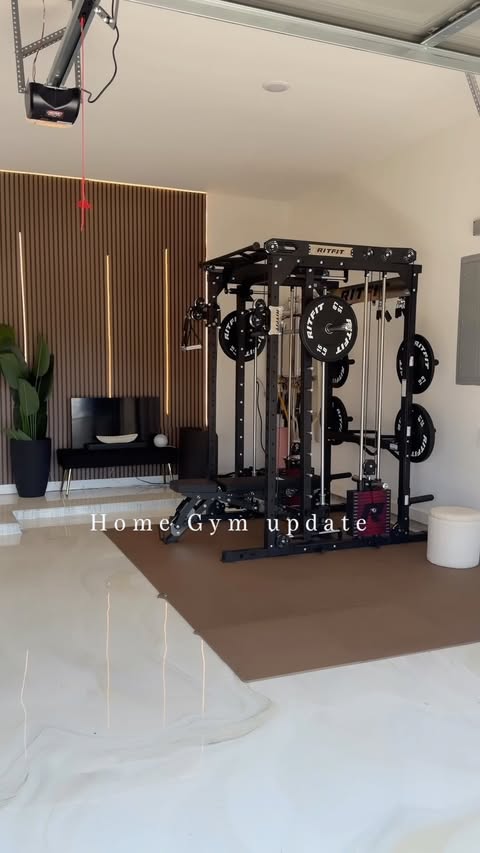 Instagram post by @lsaiah.charles for RitFit. Caption reads: Home gym is coming together well! @ritfit.sports....