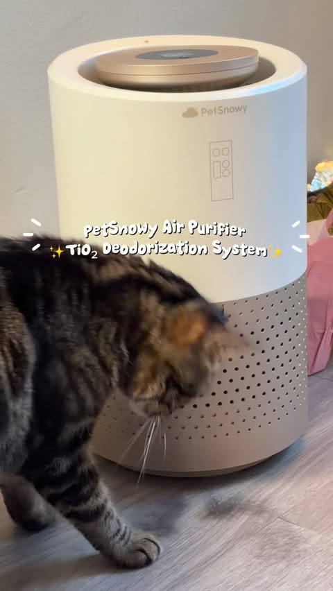 Instagram post by @sudeisinwonderland for PetSnowy. Caption reads: PetSnowy Air Purifier TiO₂ Deodorization System✨....