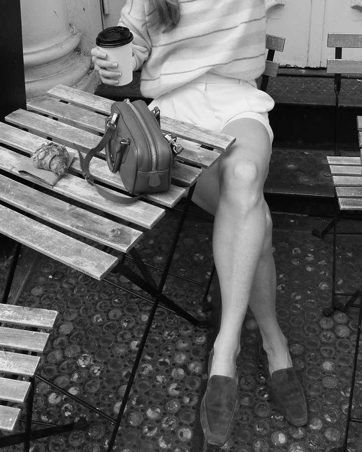 Instagram post by @ashleyvasicek for 7or9. Caption reads: Coffee 🤎 Suede 🍂 

Shoes: @7or9.official....