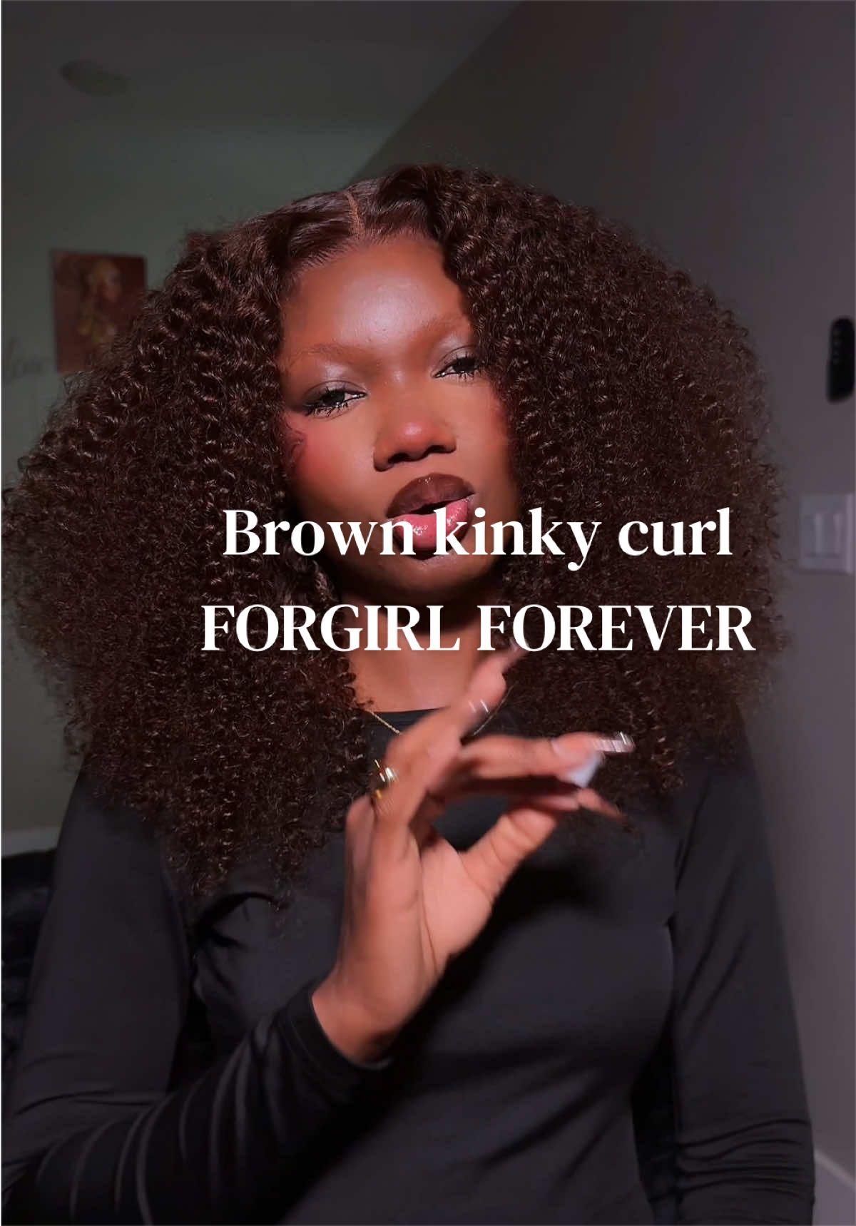TikTok post by @mercirella1 for Forgirl Forever Wig. Caption reads: Brown hair for a brown skin girl 10/10,its 18 inch....