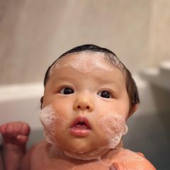 Instagram post by @doridori_midori for nicosoap. Caption reads: Organic Nico soap for babies with sensitive skin....