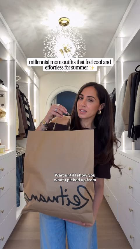 Instagram post by @withlovechelss for Reitmans. Caption reads: Cool mom outfits from @reitmans for summer 👀☀️....