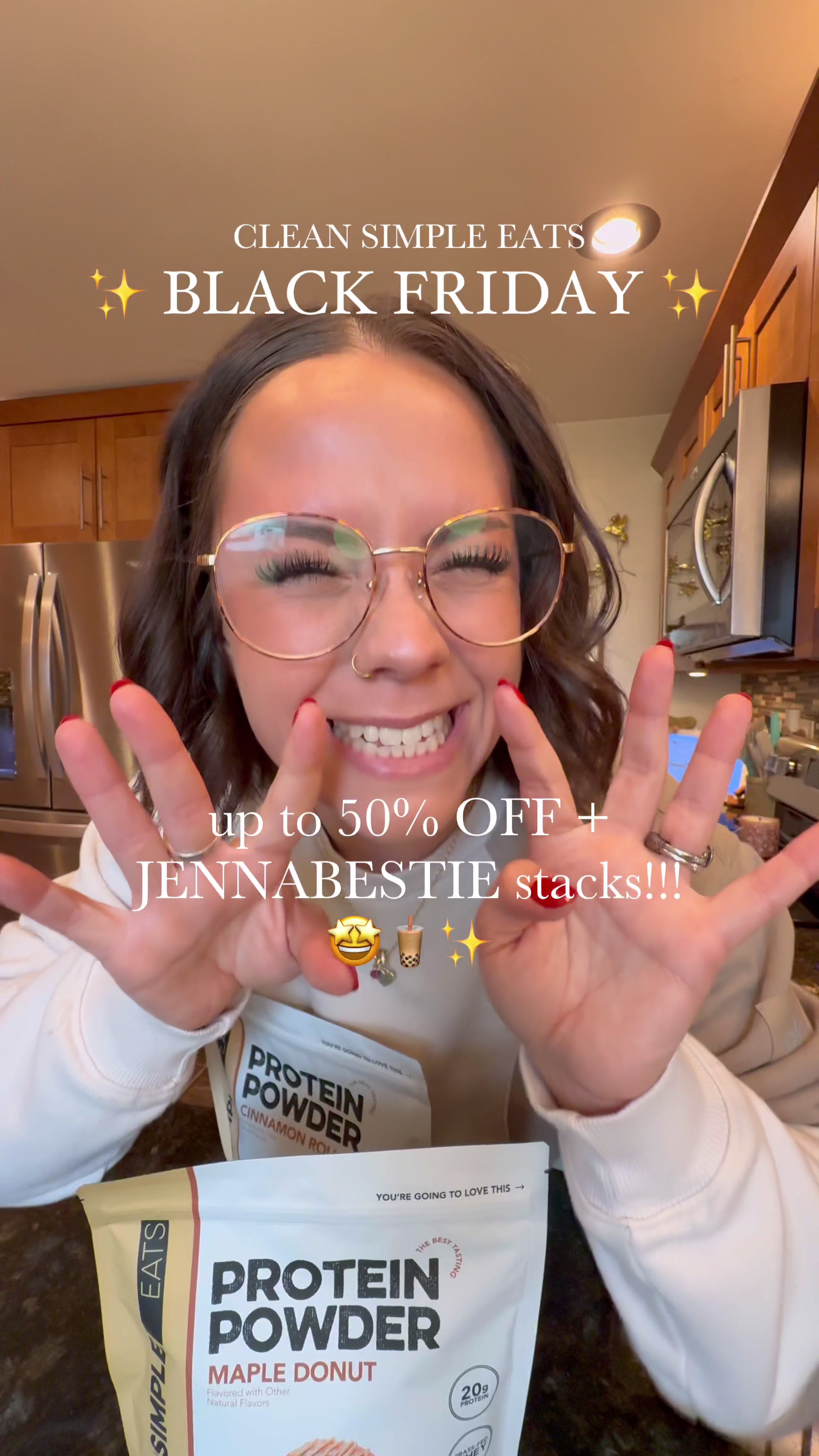 TikTok post by @jenna_bariatricbestie for Clean Simple Eats. Caption reads: NOT A DRILL 🚨‼️ @Clean Simple Eats black friday....