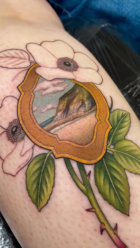 Instagram post by @hattiejcox_tattoo for Butterluxe Tattoo Care. Caption reads: thank you so much to Abi for getting this beachy....