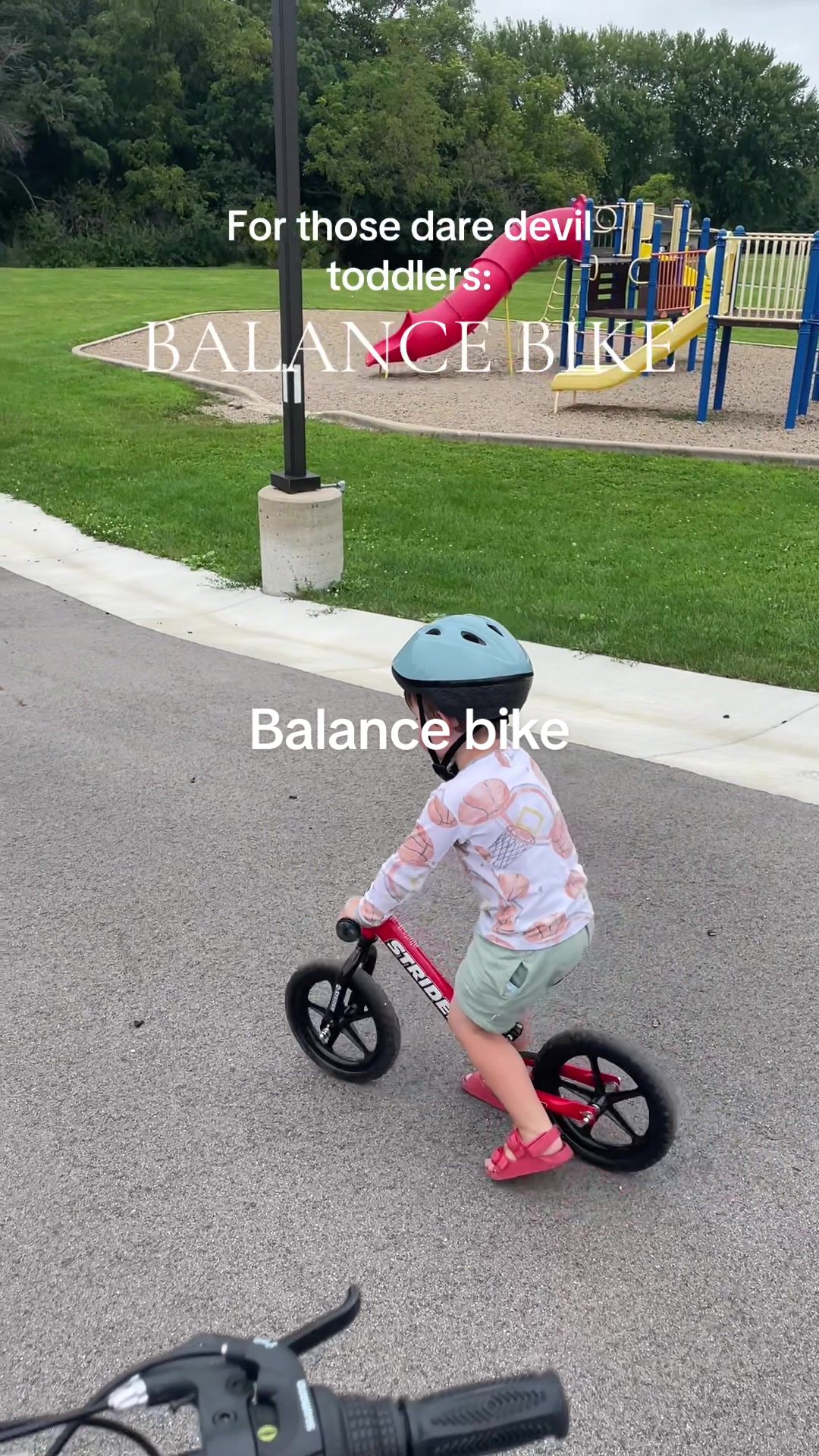 TikTok post by @alllisonnovak for Strider Bikes. Caption reads: [...] #lighteningmcqueen #carsmovie @Strider Bikes.