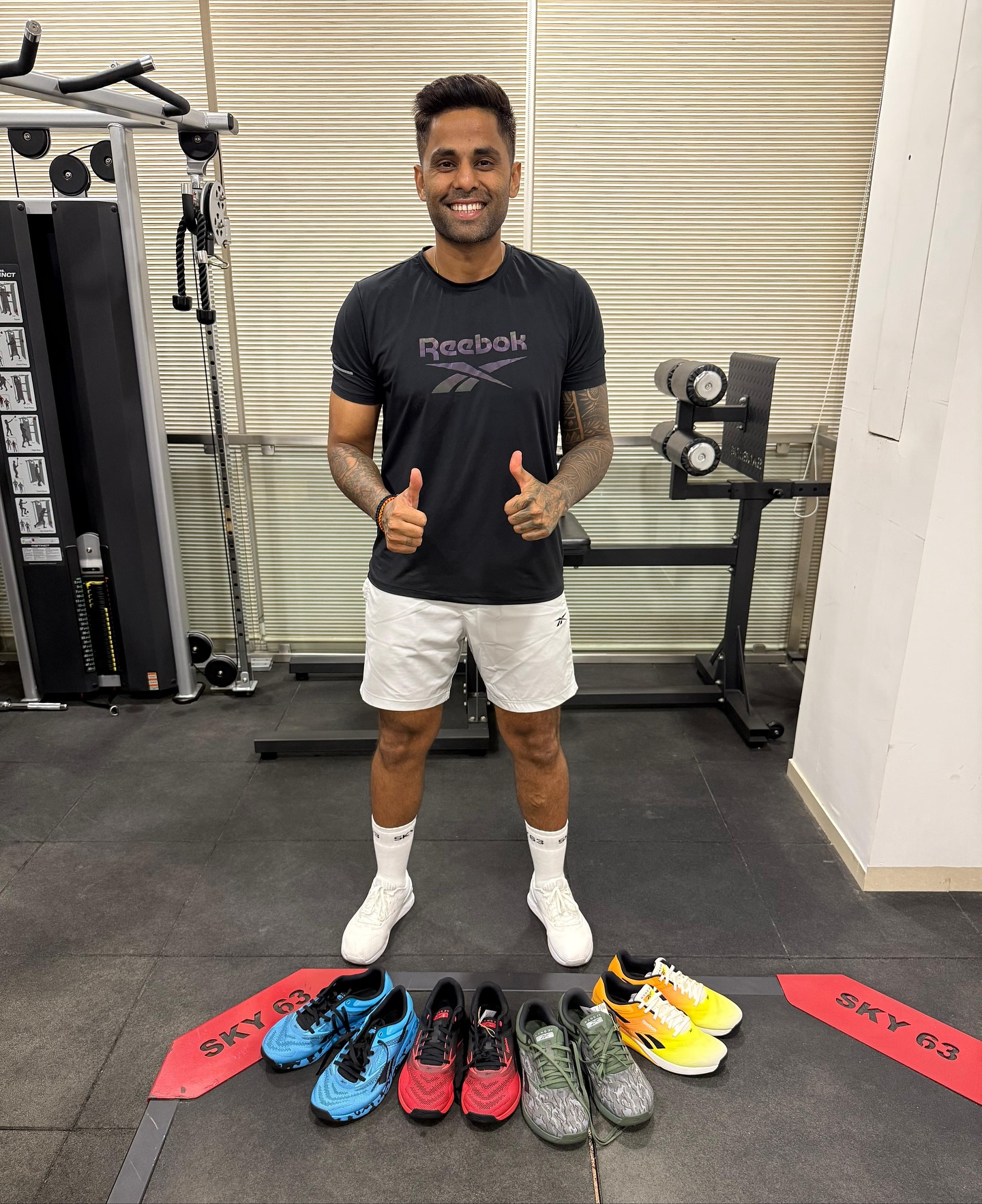 Instagram post by @surya_14kumar for Reebok. Caption reads: Switching lanes, not shoes @reebokindia.