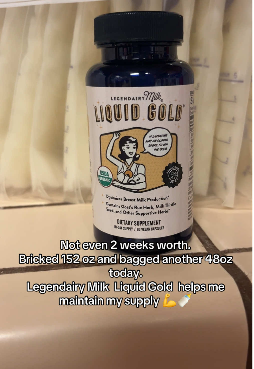 TikTok post by @mamachels22 for Legendairy Milk. Caption reads: [...] staying hydrated, and trusting Legendairy....