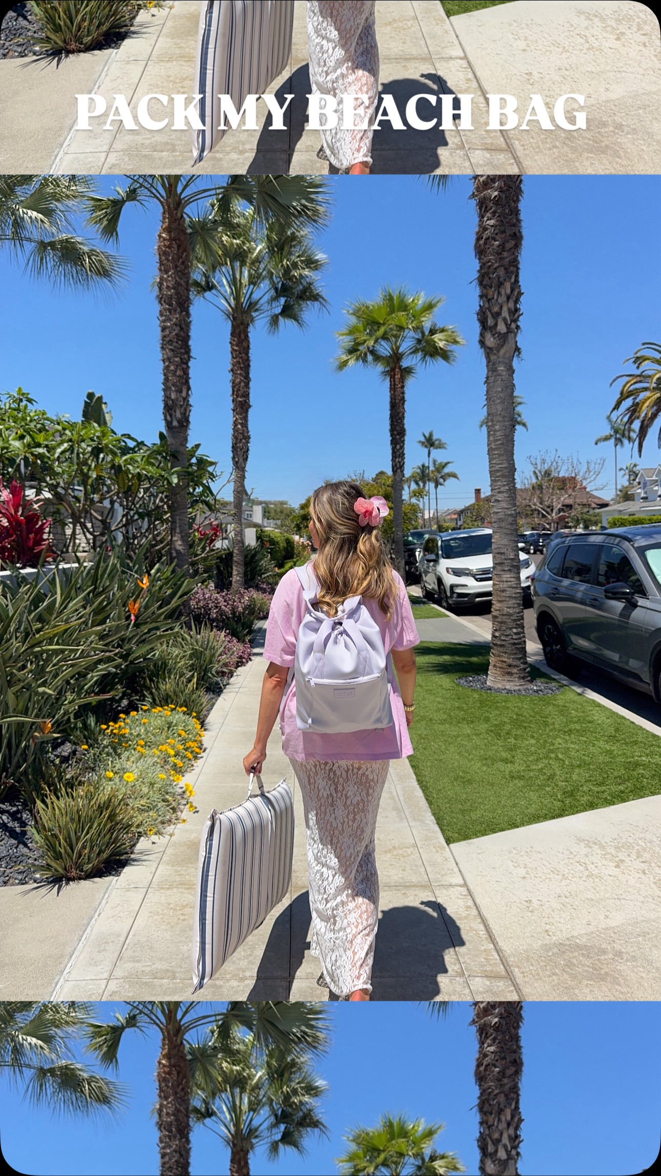 Instagram post by @ali.knutson for Dagne Dover. Caption reads: [...] with me for a day at the beach 🏝️....