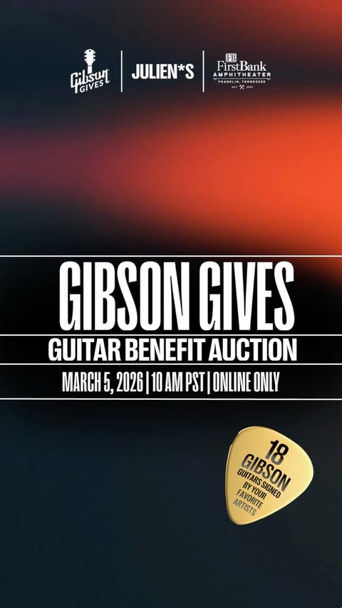 Instagram post by @juliens_auctions for Gibson. Caption reads: We’re proud to partner with Gibson for our latest....