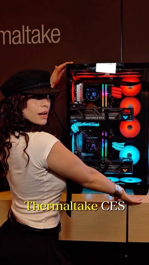 Instagram post by @hall_of_tech for Thermaltake North America. Caption reads: The dual micro atx setup is wild🔥 what was your....