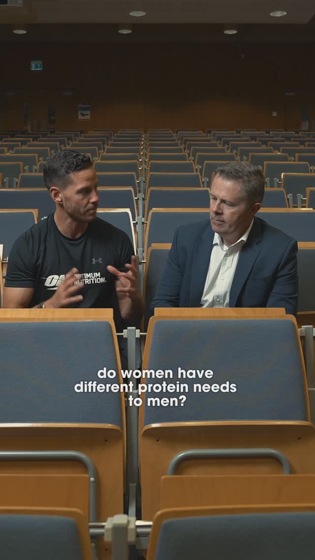Instagram post by @mackinprof for Optimum Nutrition Egypt. Caption reads: 💥 Do women and men have different protein needs??....