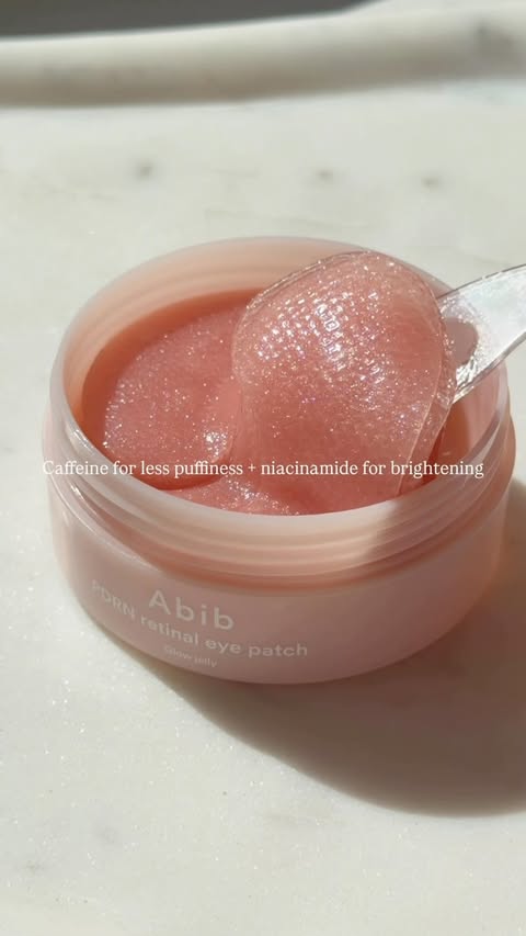 Instagram post by @glowybyida for Abib Cosmetics. Caption reads: Ad. Abib PDRN Retinal Eye Patch Glow Jelly ✨ •....