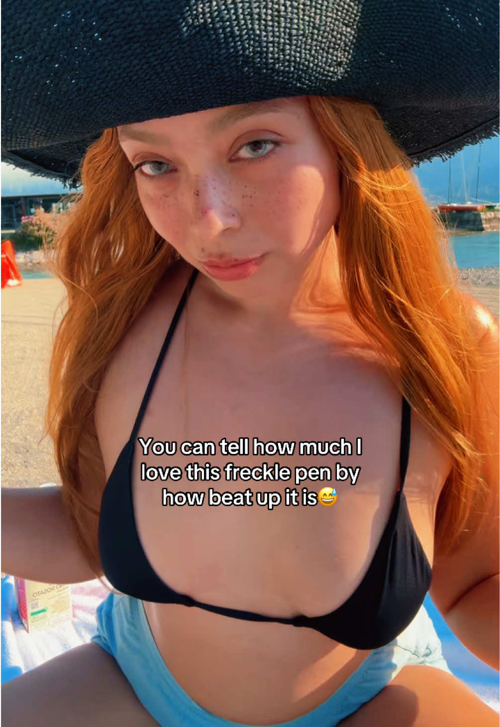 TikTok post by @celesstmar for Marylia Scott Cosmetics. Caption reads: [...] in Lake Como this summer🛥️😍 @Marylia Scott....