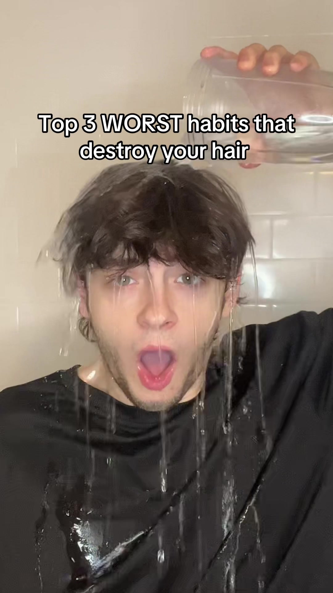 TikTok post by @ethentrip for Based BodyWorks. Caption reads: Top WORST habits that will ruin your hair. Don’t....