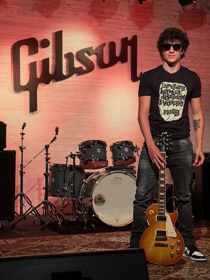 Instagram post by @filiperosset for Gibson. Caption reads: Really happy to announce that I’m part of GIBSON....