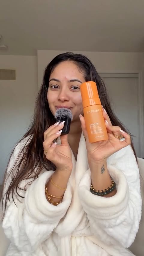 Instagram post by @allurebyhamsha for FarmacyBeauty. Caption reads: @farmacybeauty just came out with a NEW Bright On....