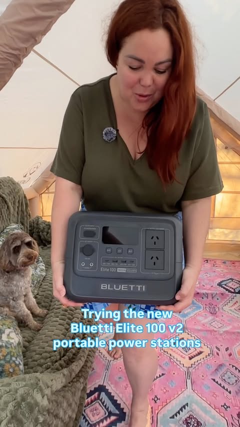 Instagram post by @curvysam for BLUETTI Official. Caption reads: @bluetti_australia kept us powered throughout our....