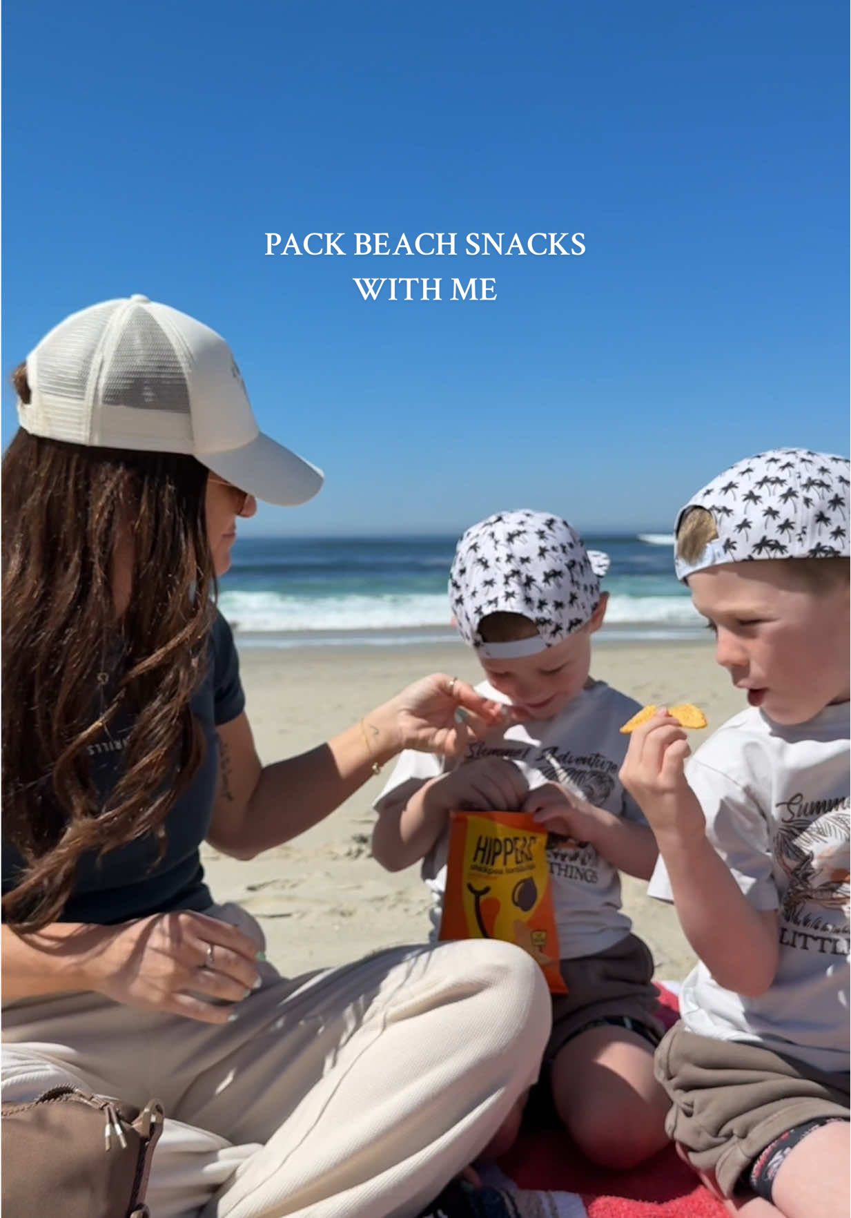 TikTok post by @shellykowatch for Hippeas. Caption reads: The perfect beach snack! They would eat the whole....