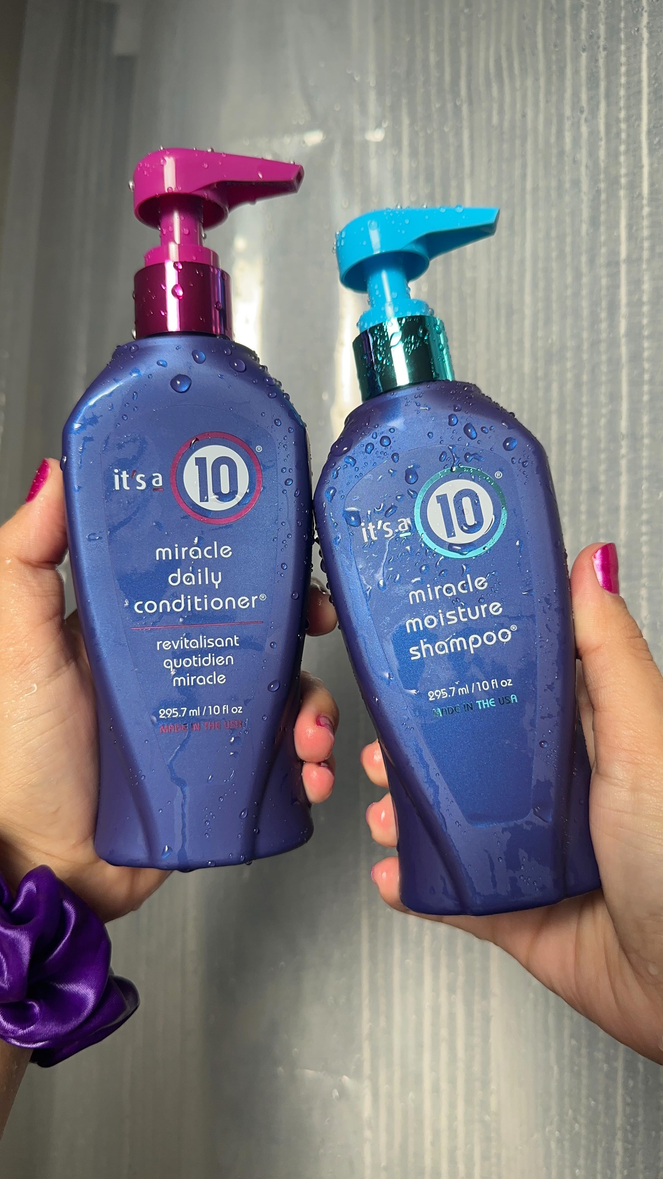 Instagram post by @vivalaveeva for It’s a 10 Haircare. Caption reads: Cheers to the first hair wash of the year! 🥂 Our....