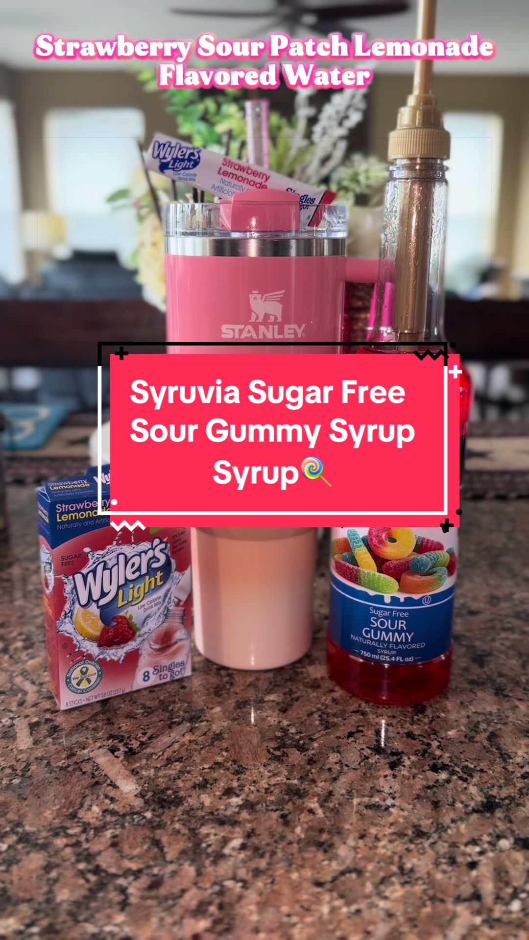 TikTok post by @theglamourbelle for Syruvia. Caption reads: [...] Easy refreshing drink ideas @Syruvia The....