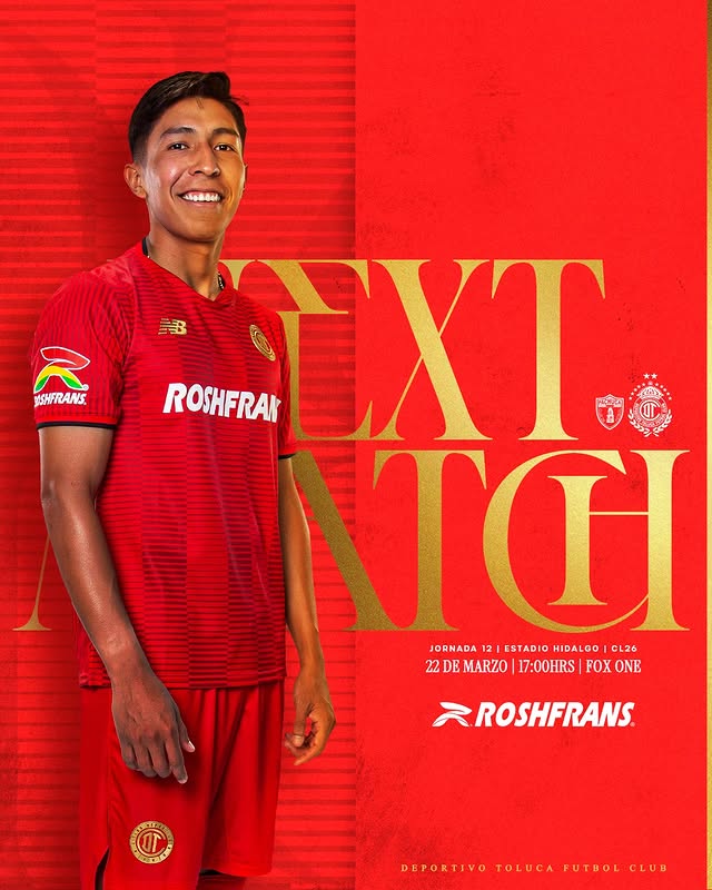 Instagram post by @tolucafc for Roshfrans México. Caption reads: El Diablo listo para uno más 👹🔥 @roshfransmx.