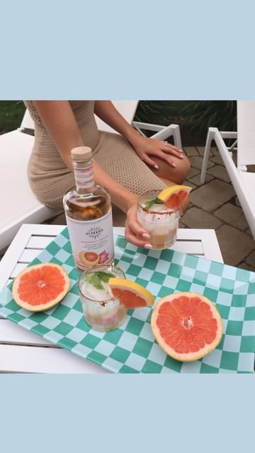 Instagram post by @beccabogle for 21Seeds Infused Tequila. Caption reads: #ad Patio season is here and to celebrate we are....