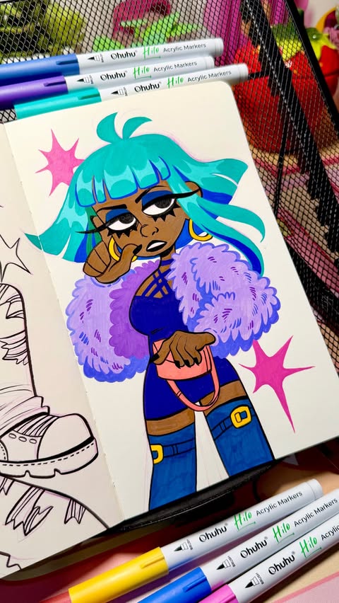 Instagram post by @lalaineartgeek for Ohuhu Art Supplies. Caption reads: Got the chance to try out Ohuhu’s new Hilo....