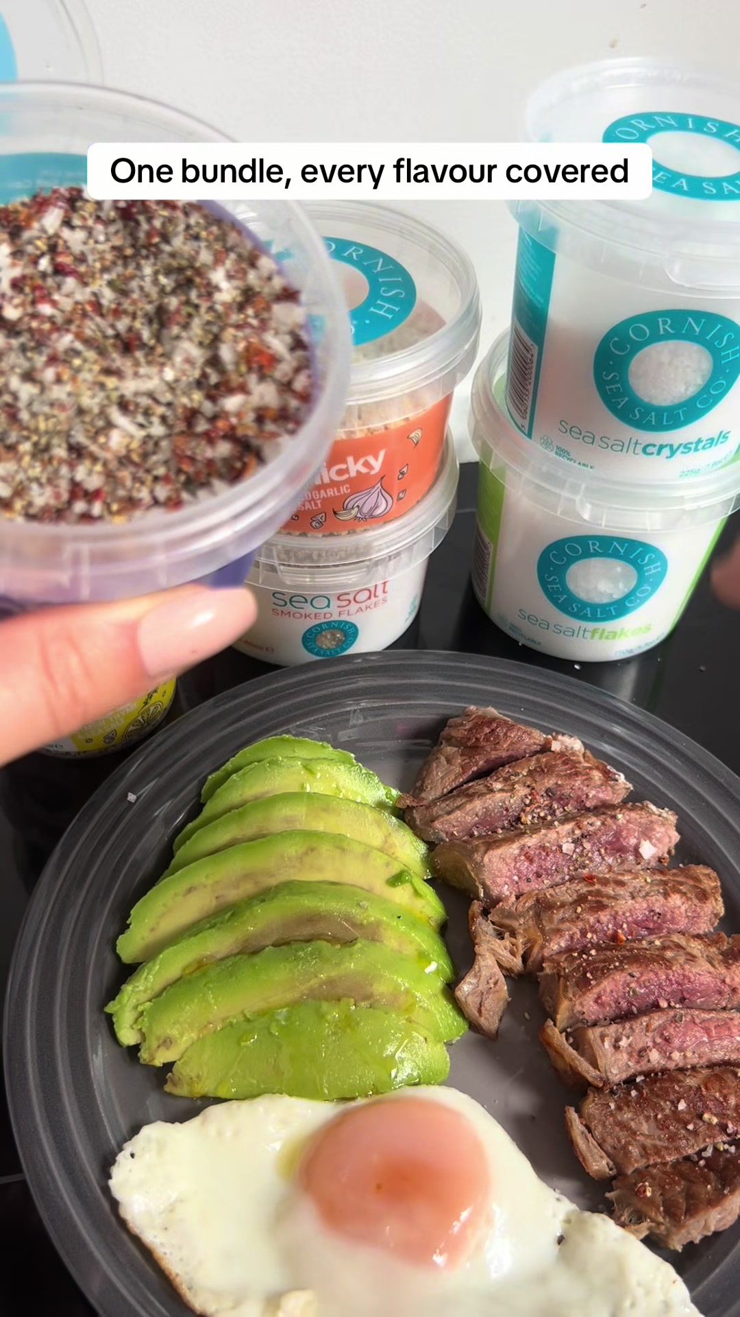 TikTok post by @arosetok for Cornish Sea Salt. Caption reads: A salt for everything! @Cornish Sea Salt Co....
