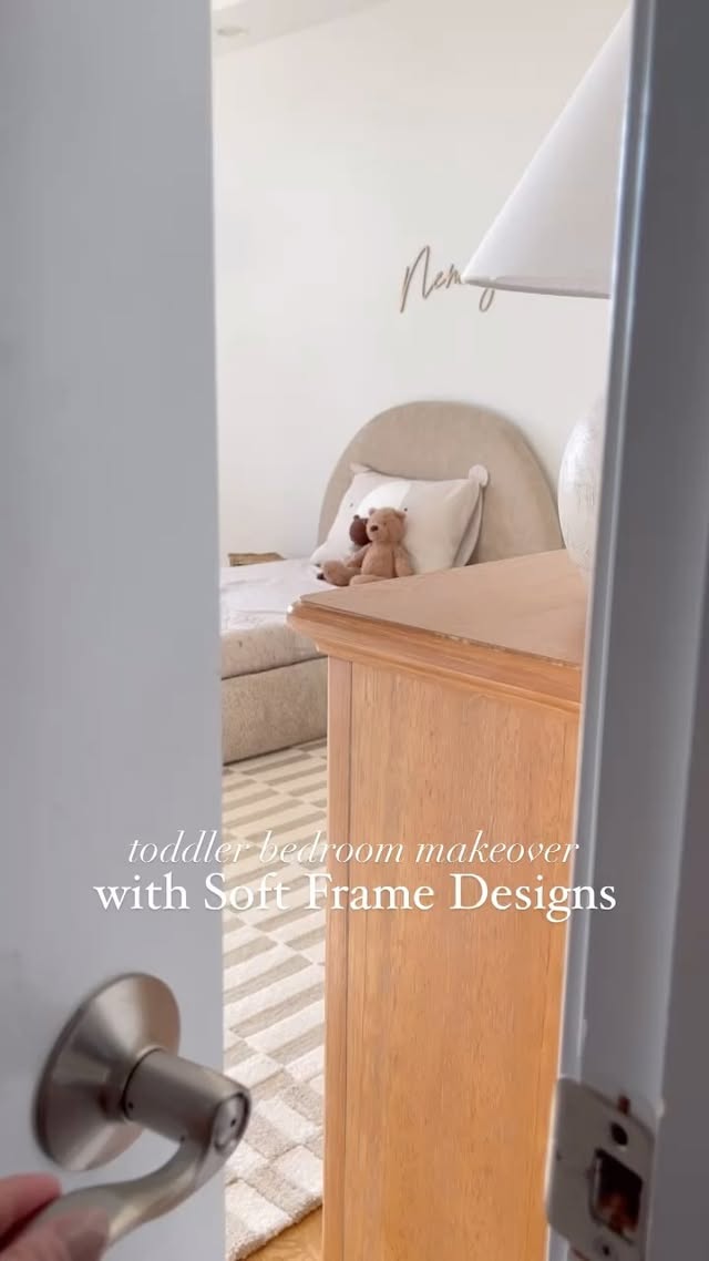 Instagram post by @mrs.vesnatanasic for Softframe Designs. Caption reads: [...] frame twin size bed gifted from....
