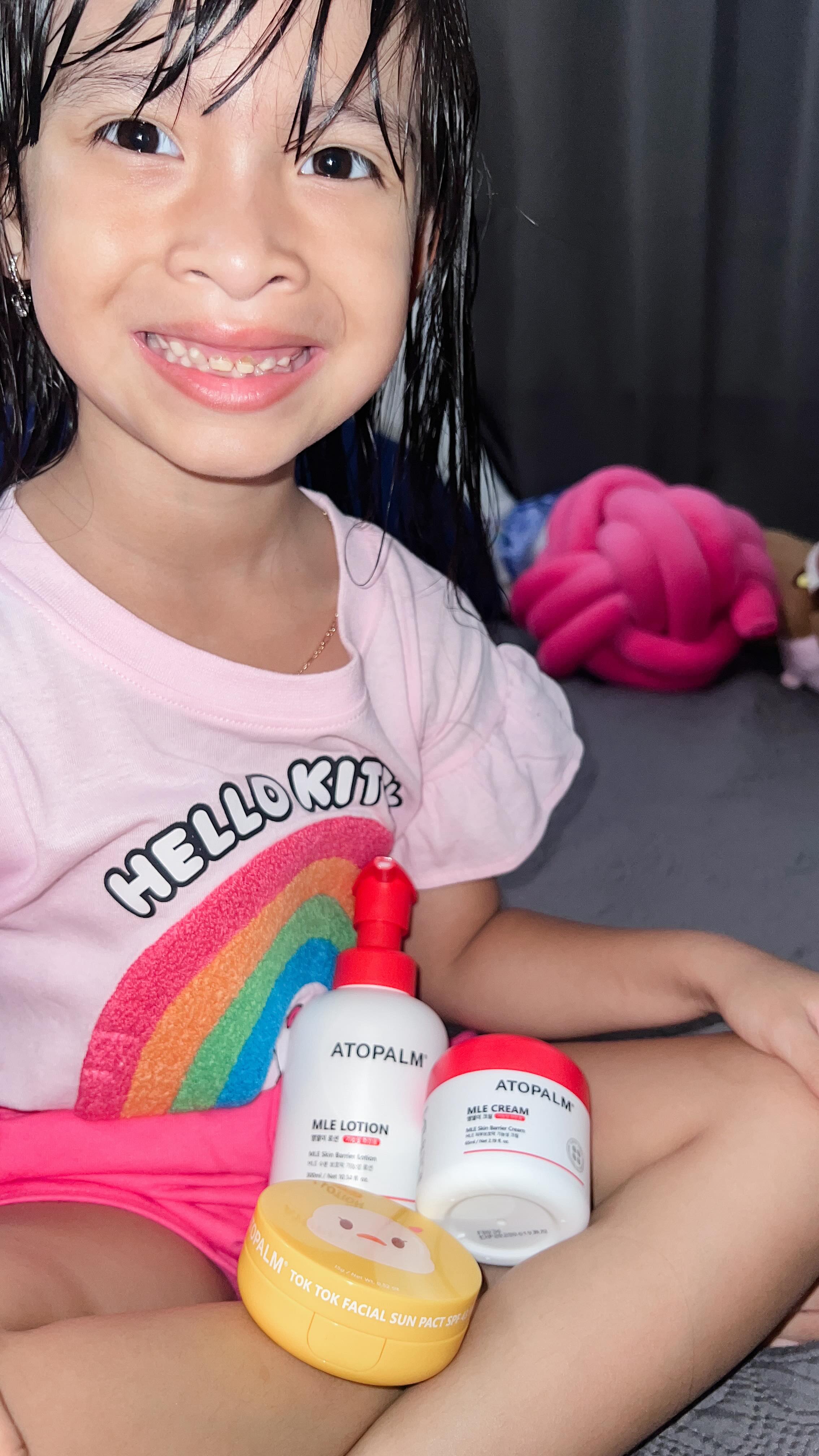 Instagram post by @princess.eva_ for ATOPALM. Caption reads: [...] effective, and made for sensitive skin.....