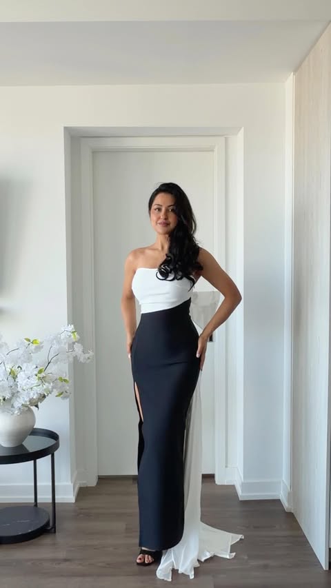 Instagram post by @katieomari for Wolddress. Caption reads: [...] the big bow 😍 Bandage Dress from....